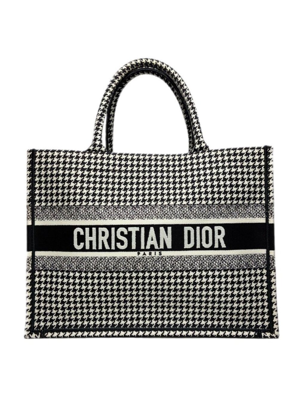 Dior Book Tote Houndstooth Black White - Picture 1 of 8
